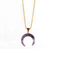 Natural Stone Amethyst Gold Ox Horn Pendant